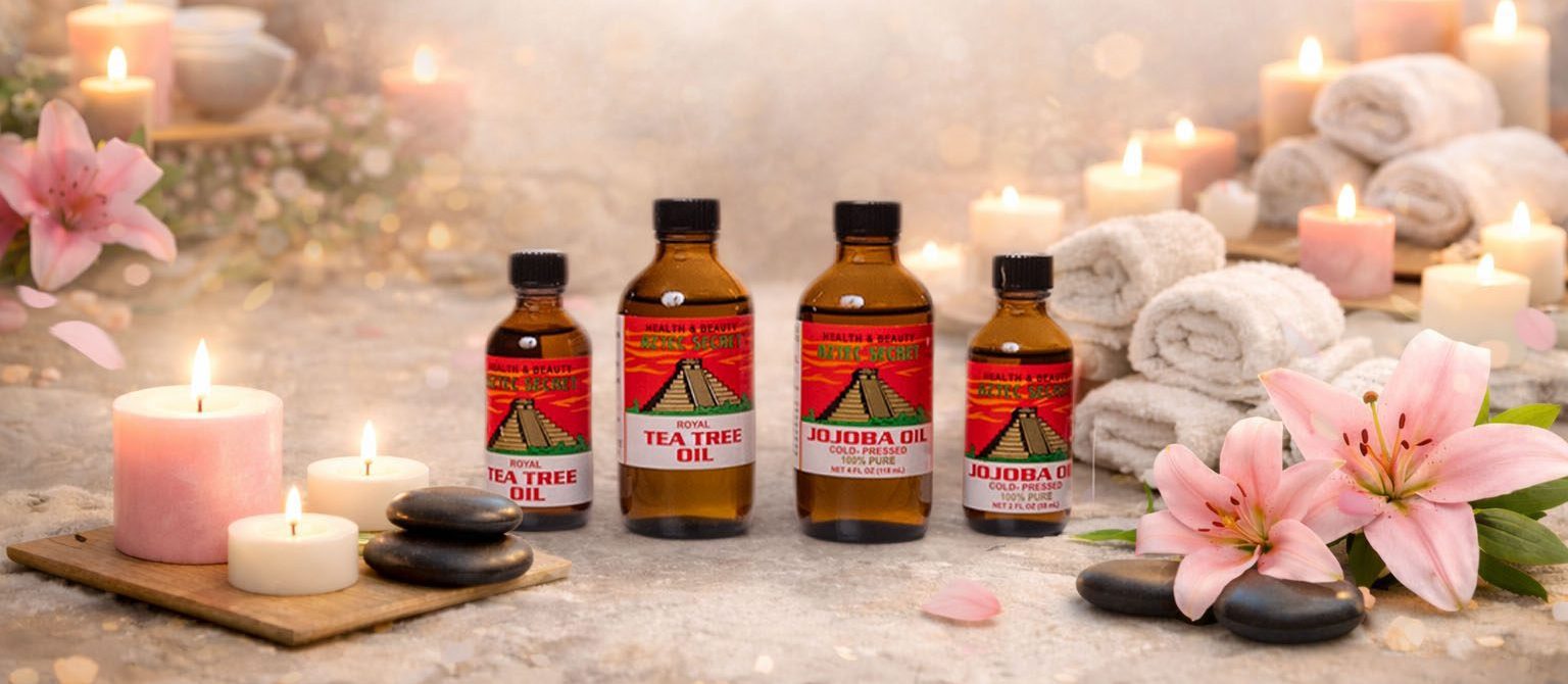 International Women's day promotional imagery with essential oils and spa background images